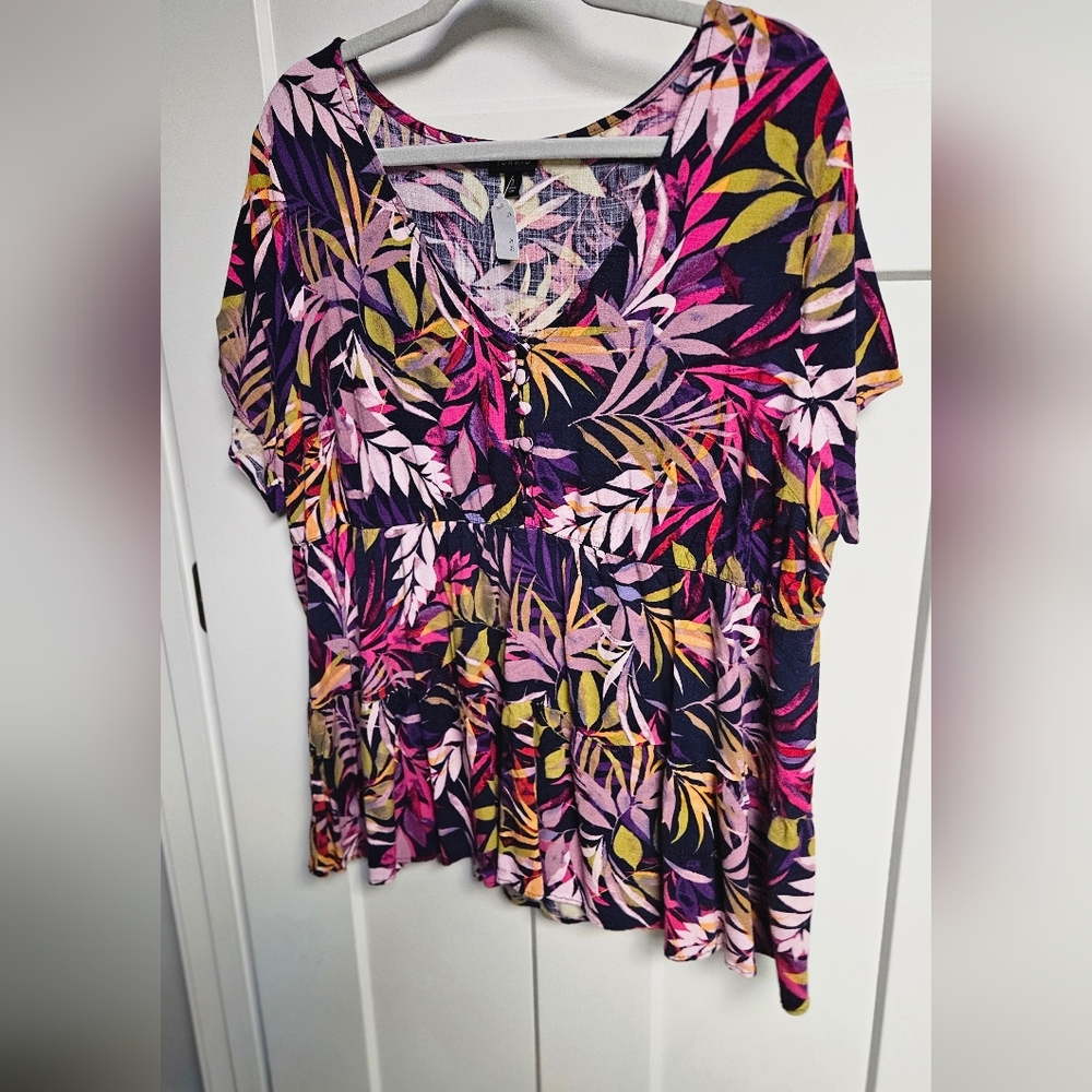 Torrid Multicolor Leaf Print Blouse - image 2